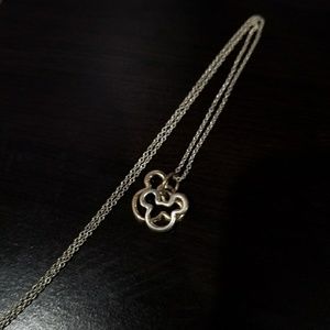Disney necklace silver chain dual pendant